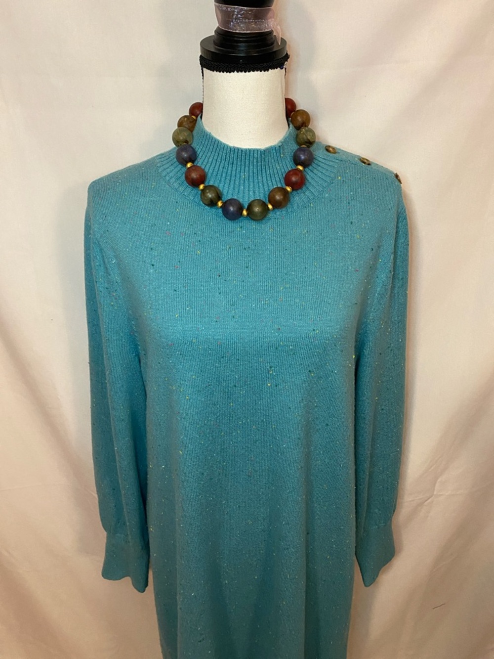 Talbots Teal Long-Sleeve Knit Dress - Picture 2 of 12